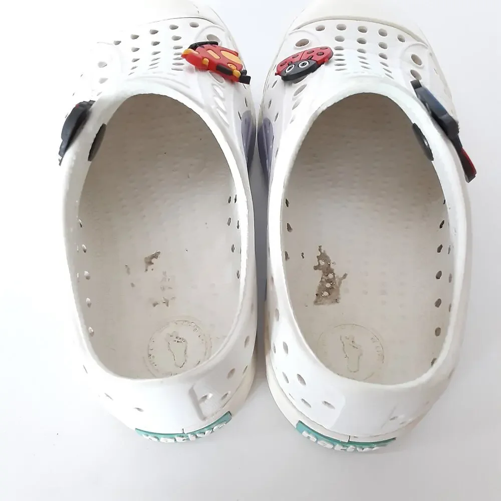 Native Jefferson Water Shoes Girls 10 White Purple Polka Dot Slip On Sneakers